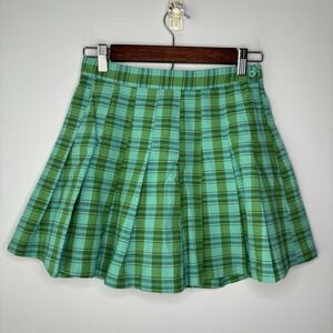 Urban Outfitters Skirt Green Plaid Small School Girl Mini Pleated Grunge Y2K 90s